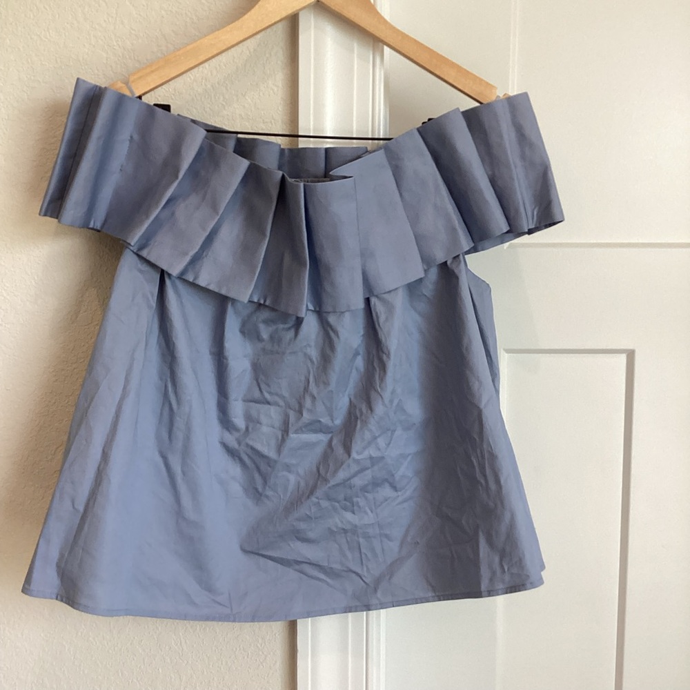 Anthropologie Off The Shoulder Pleated Swing Top New Small Blue Mare Mare - Picture 5 of 12